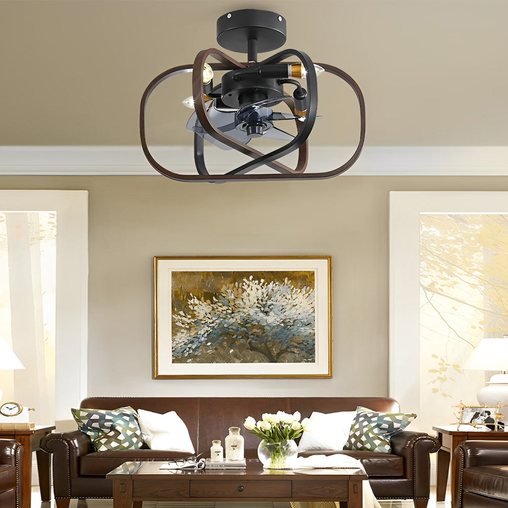 Retro Led Bladeless Ceiling Fans With Remote Ha084443