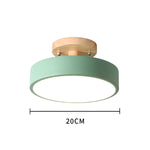 Round Semi Flush Wooden Ceiling Light