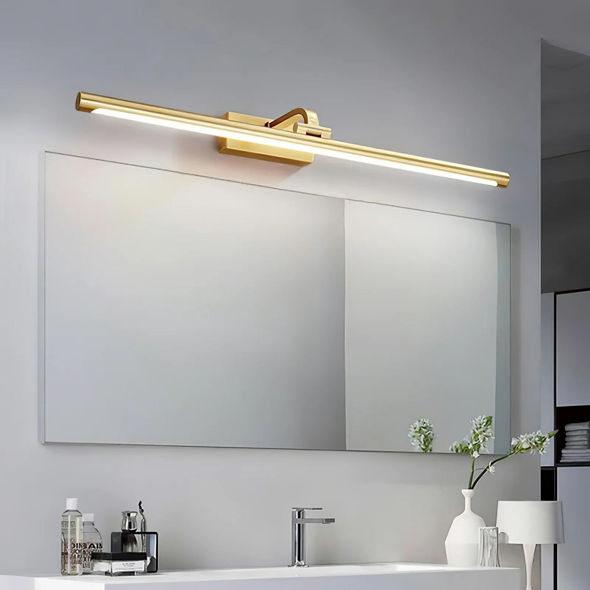 Luxe Brass Walnut Linear Wall Light