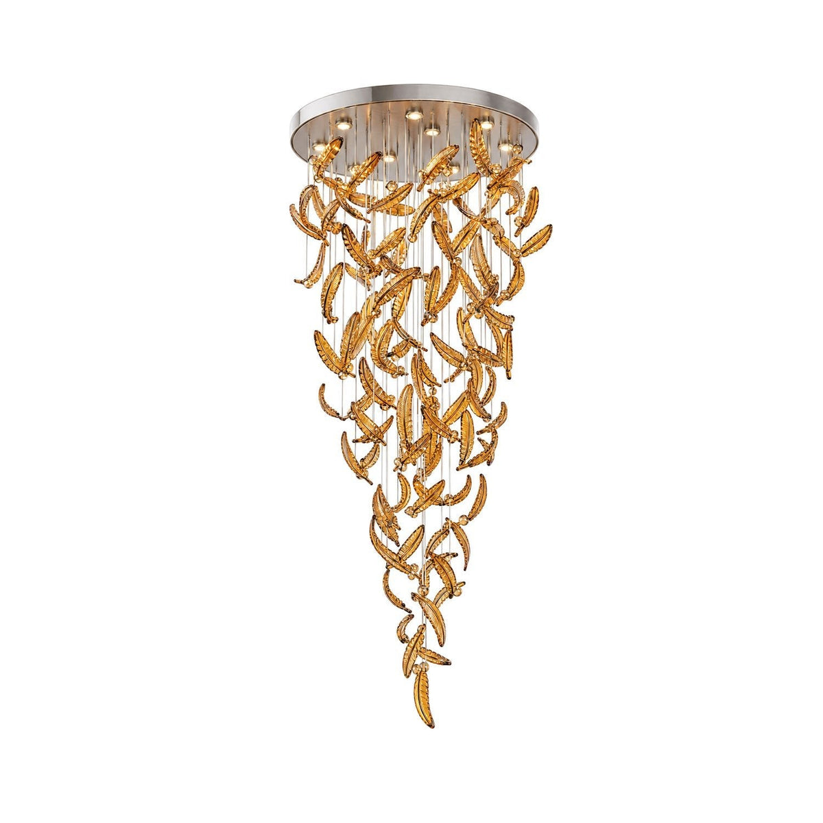 Glass Feathers Flying Chandelier — Modern LED Statement Pendant for Dining & Living Rooms