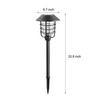 Solar Pathway Lights with Hat Top and Wire-Circled Lampshade