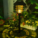 Solar Pathway Lights with Hat Top and Wire-Circled Lampshade