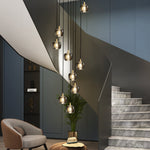 Long Spiral Cubes Crystal Pendant Light Dimmable Chandelier For Staircase