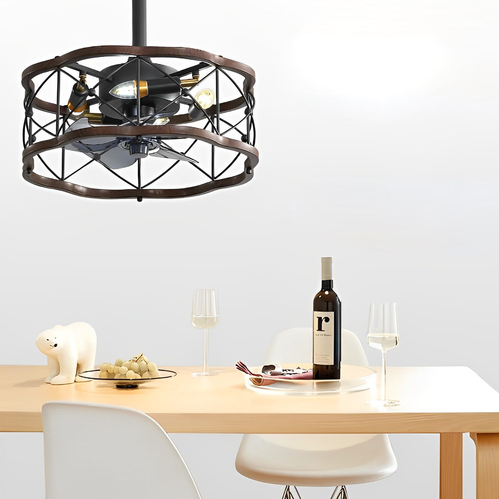 Retro Led Bladeless Ceiling Fans With Remote Ha084443
