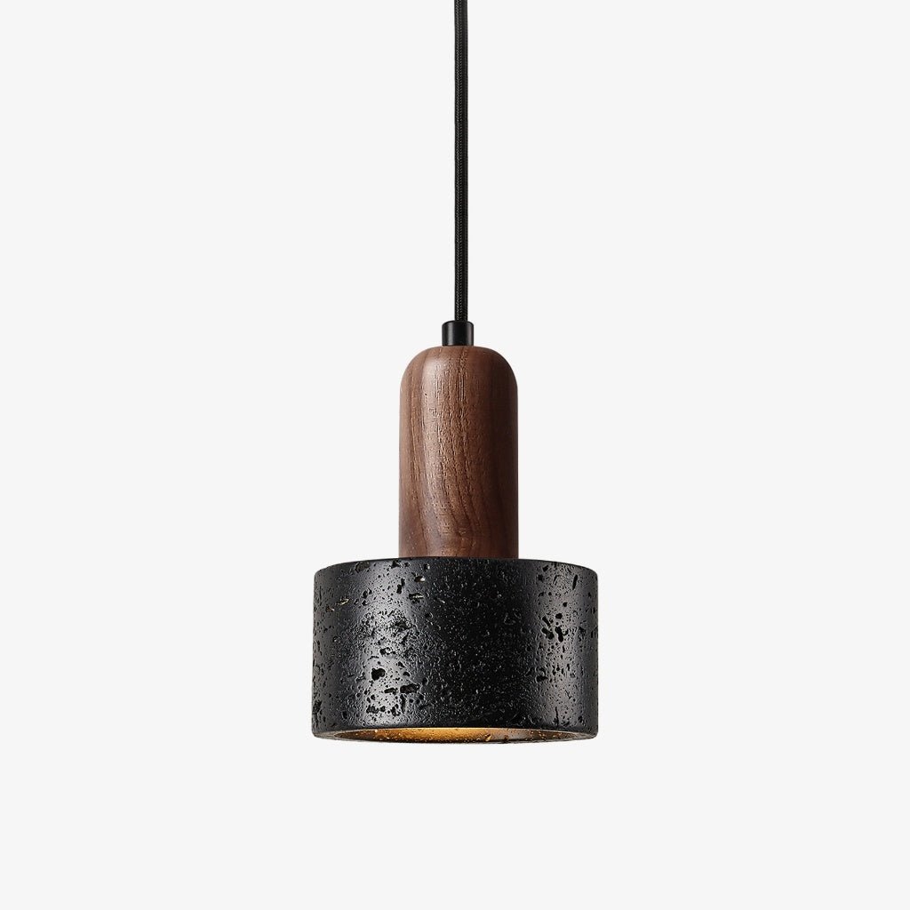Duality Pendant Lamp in Black Travertine and Walnut