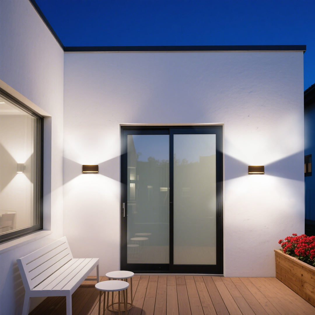 Nordic Minimalist Outdoor Up and Down Wall Light in Black Aluminum
