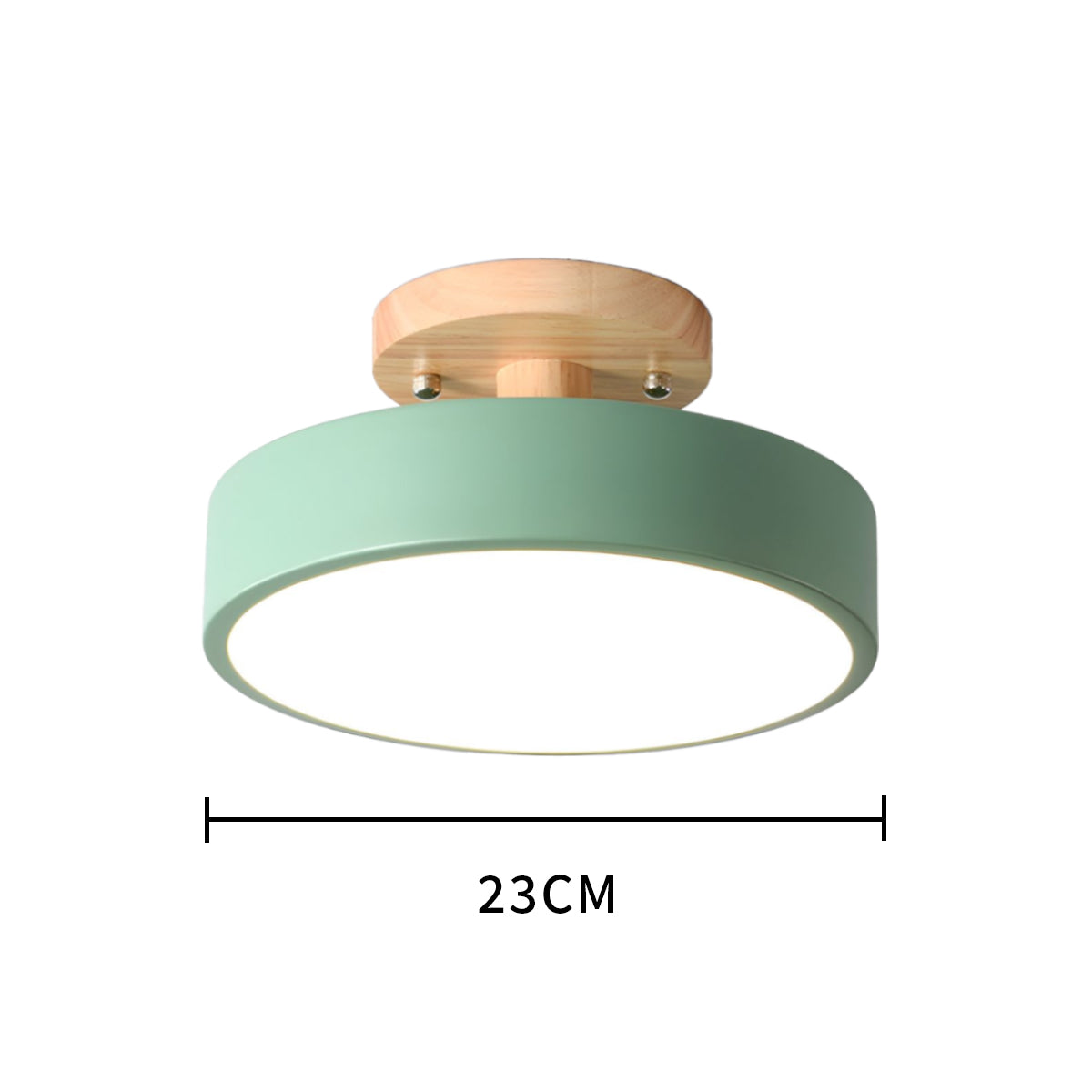 Round Semi Flush Wooden Ceiling Light