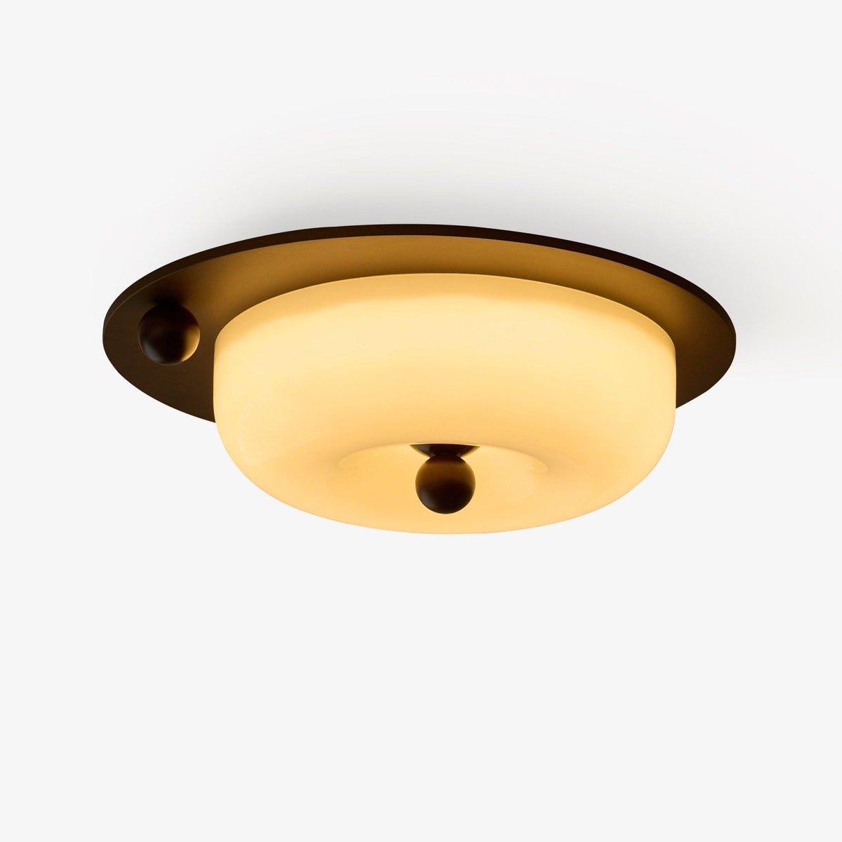 Eclipse Charm LED Ceiling Light in Walnut and Opal Glass