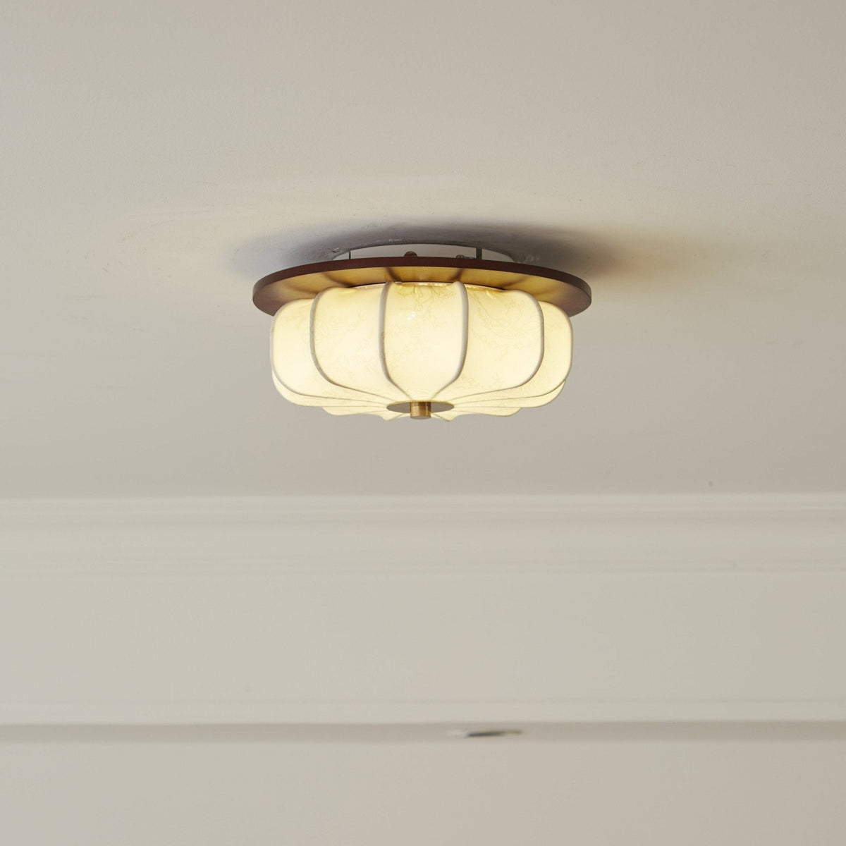 Elowen Flush Mount Ceiling Light with Etched Fabric Shade