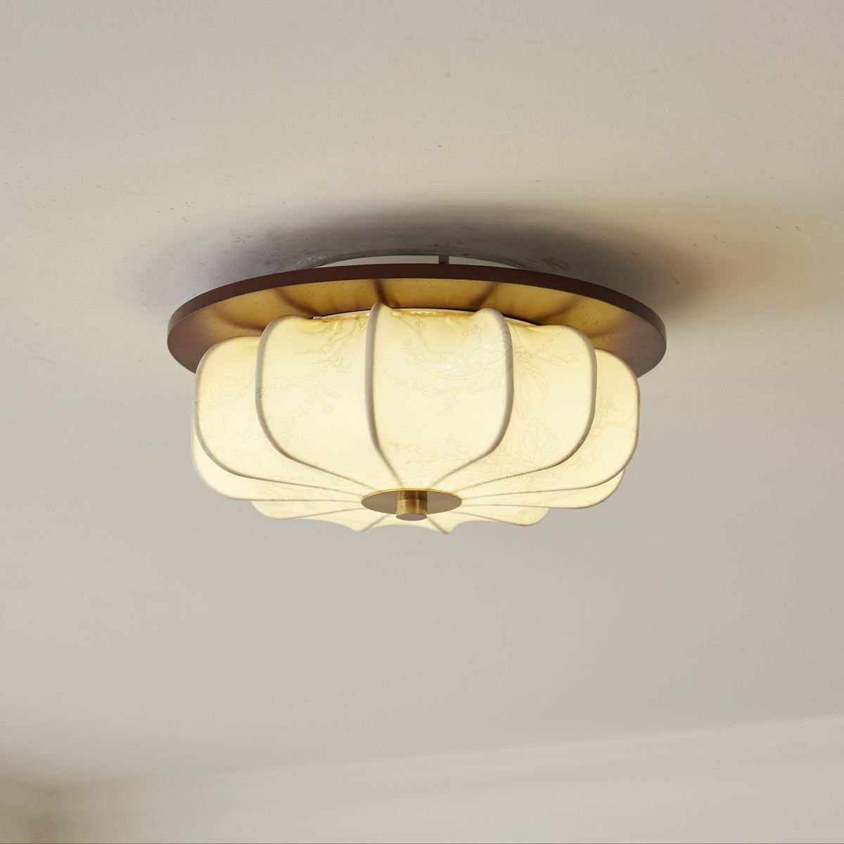 Elowen Flush Mount Ceiling Light with Etched Fabric Shade