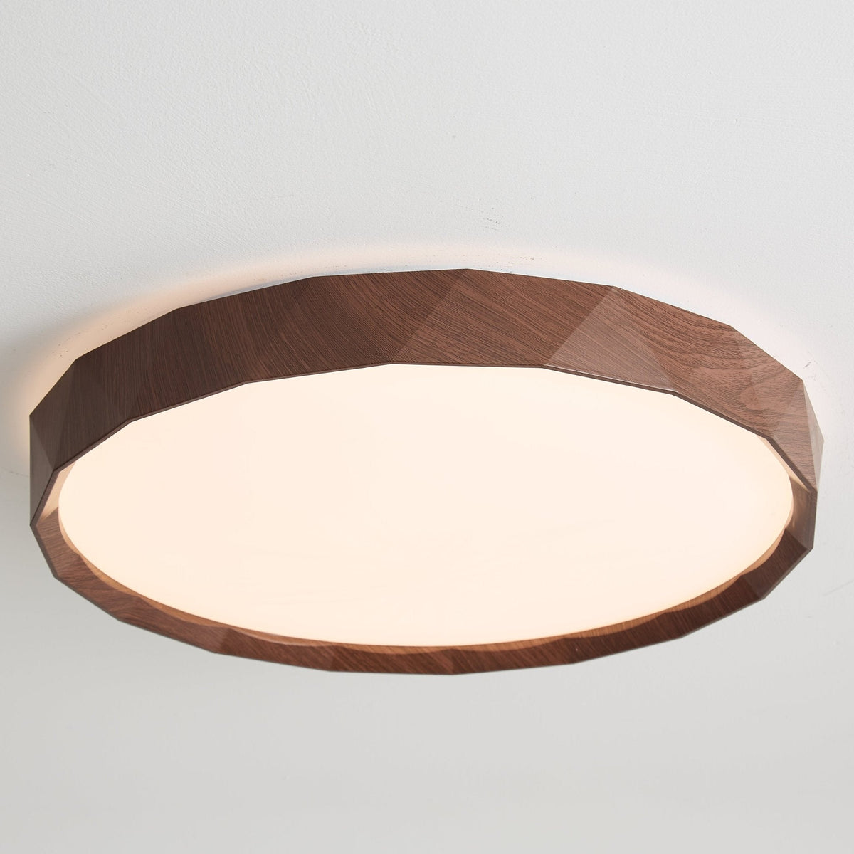 Pineo Geometric Flush Mount Ceiling Light in Walnut Wood Grain