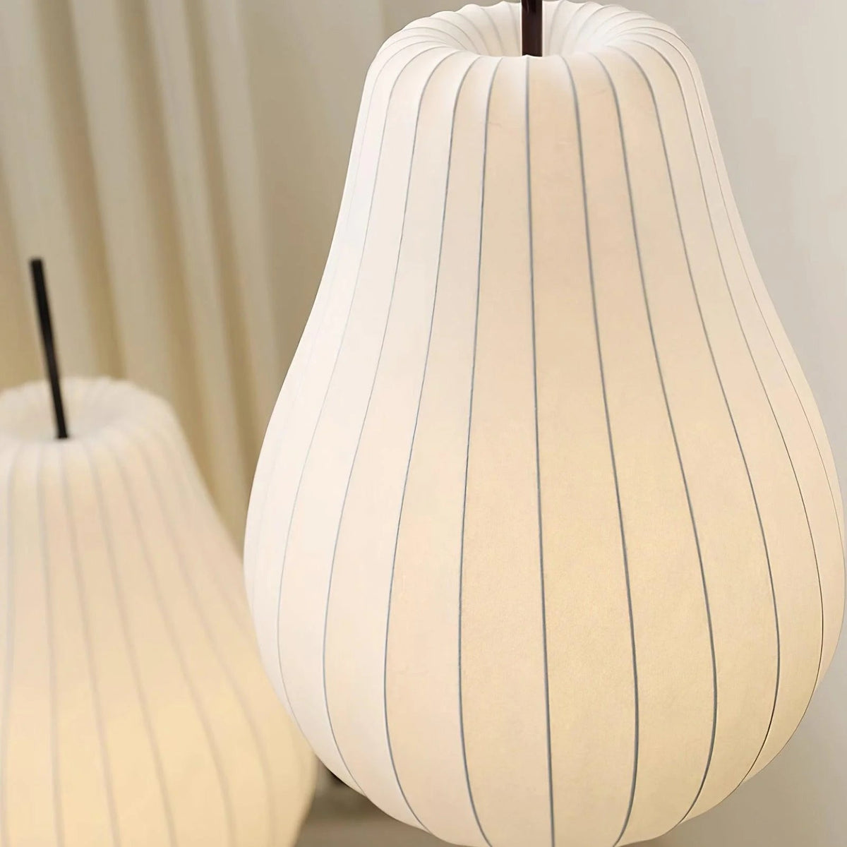 Japanese Cream Style Silk Pear Floor Lamp
