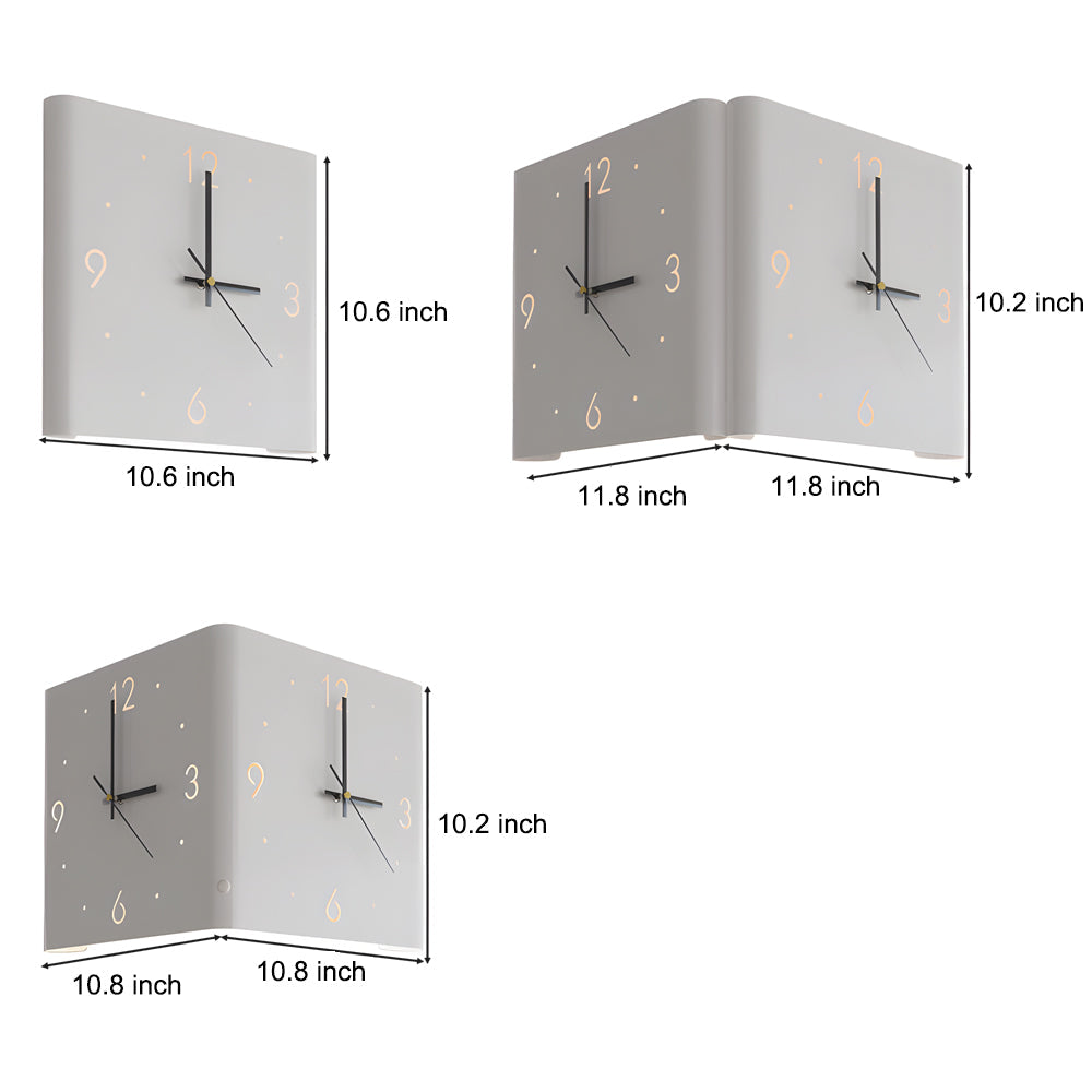 Square Metal Silent Backlit Led Corner Wall Clock Modern Wall Decor