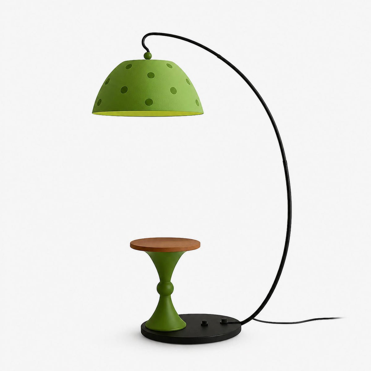 Arc Floor Lamp with Side Table – Modern Sculptural Lighting