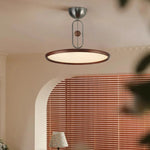 Orbito Semi Flush Ceiling Light in Walnut Wood Grain and Nickel