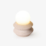 Ora Lithos Portable Table Lamp in Travertine with Opal Glass Shade