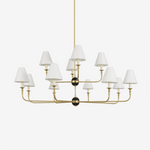 Astris Brass Chandelier – Modern Luxury Ceiling Light with White Fabric Shades
