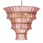 Calyra Tiered Glass Chandelier in Aqua and Brass