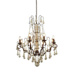 Bessie Eight-Light Vintage Wood and Metal Chandelier for Dining and Living Spaces