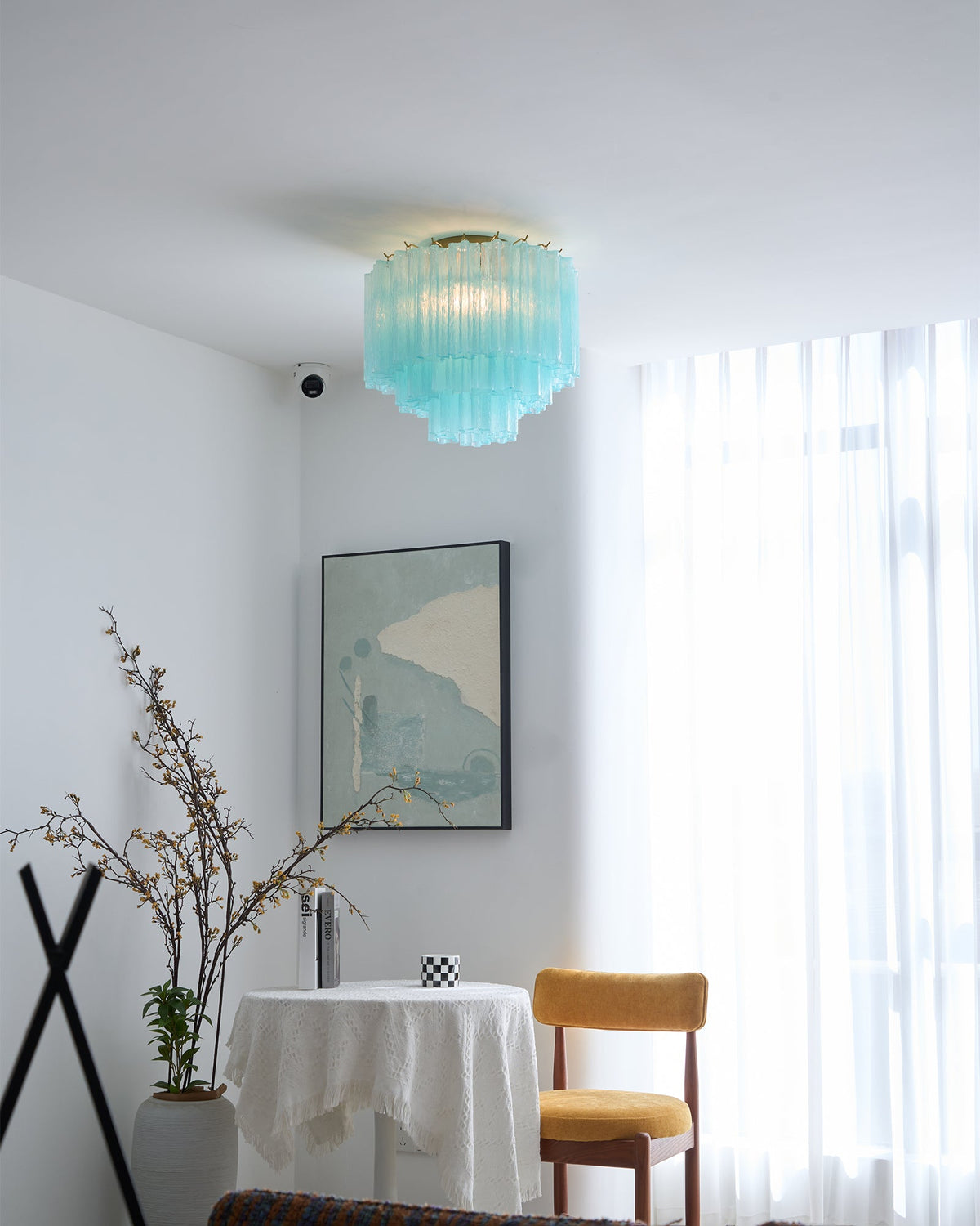 Glacia Murano Glass Ceiling Light with Gold Accents