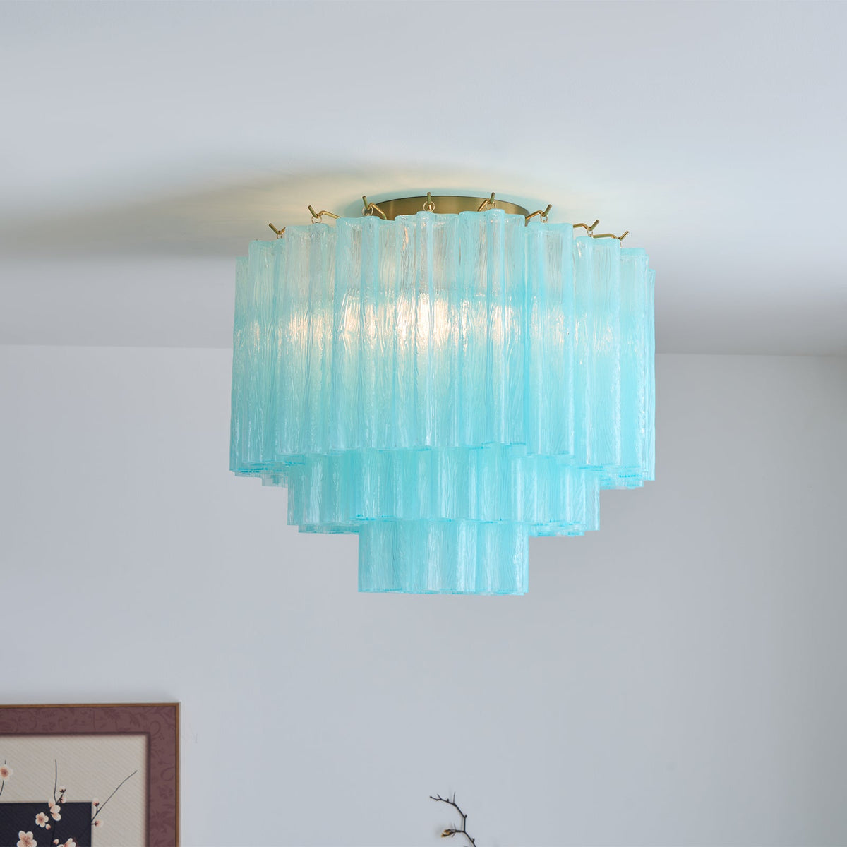 Glacia Murano Glass Ceiling Light with Gold Accents