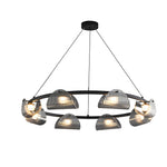 Round 6 8 10 Lights Curved Striped Glass Led Dimmable Nordic Chandelier Li002764