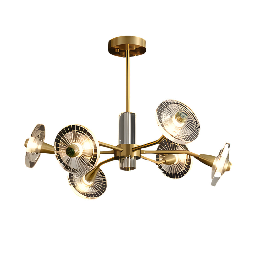 6 8 Lights Flowers Crystal 3 Step Dimming Copper Post Modern Chandelier