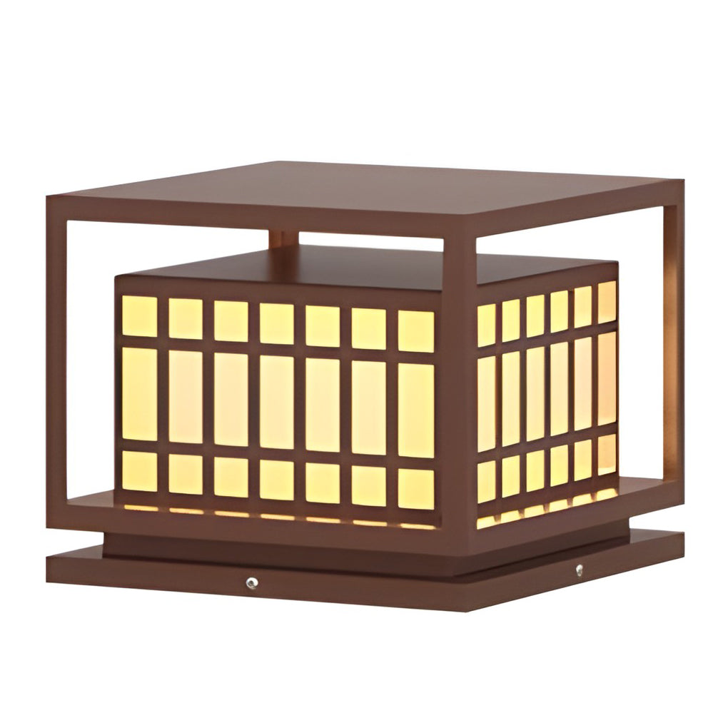 Square Led Waterproof Brown Outdoor Post Light