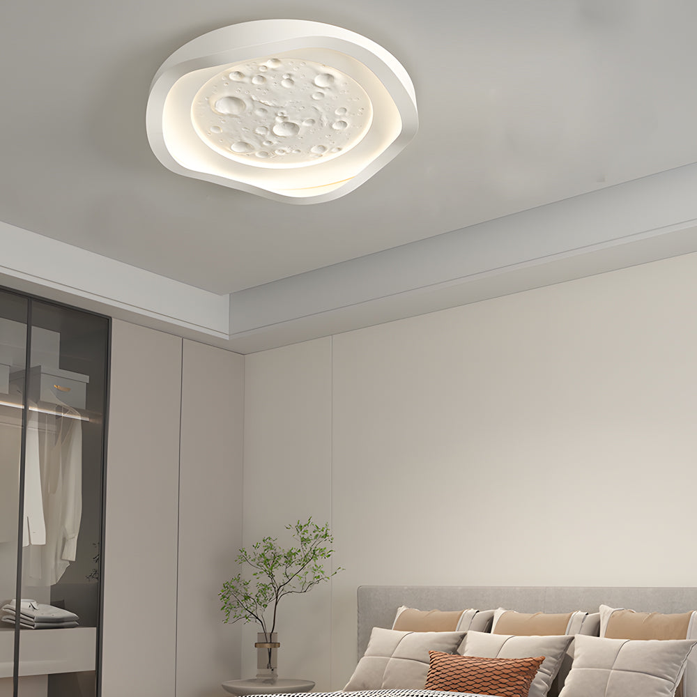 White Resin Lunar Led Flush Mount Wave Ceiling Light Round Ceiling Lamp Ceiling Lighting For Bedroom