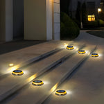 Modern Black Led Outdoor Solar Disc Path Light 4 Pack