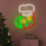 Acrylic LED Neon Christmas Stocking Wall Art for Festive Interiors