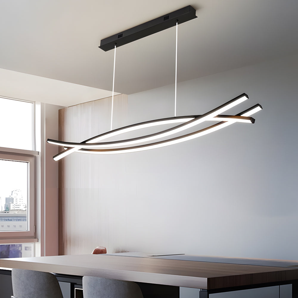 Long Lines Led Dimmable Chandelier Dining Room Light Fixtures