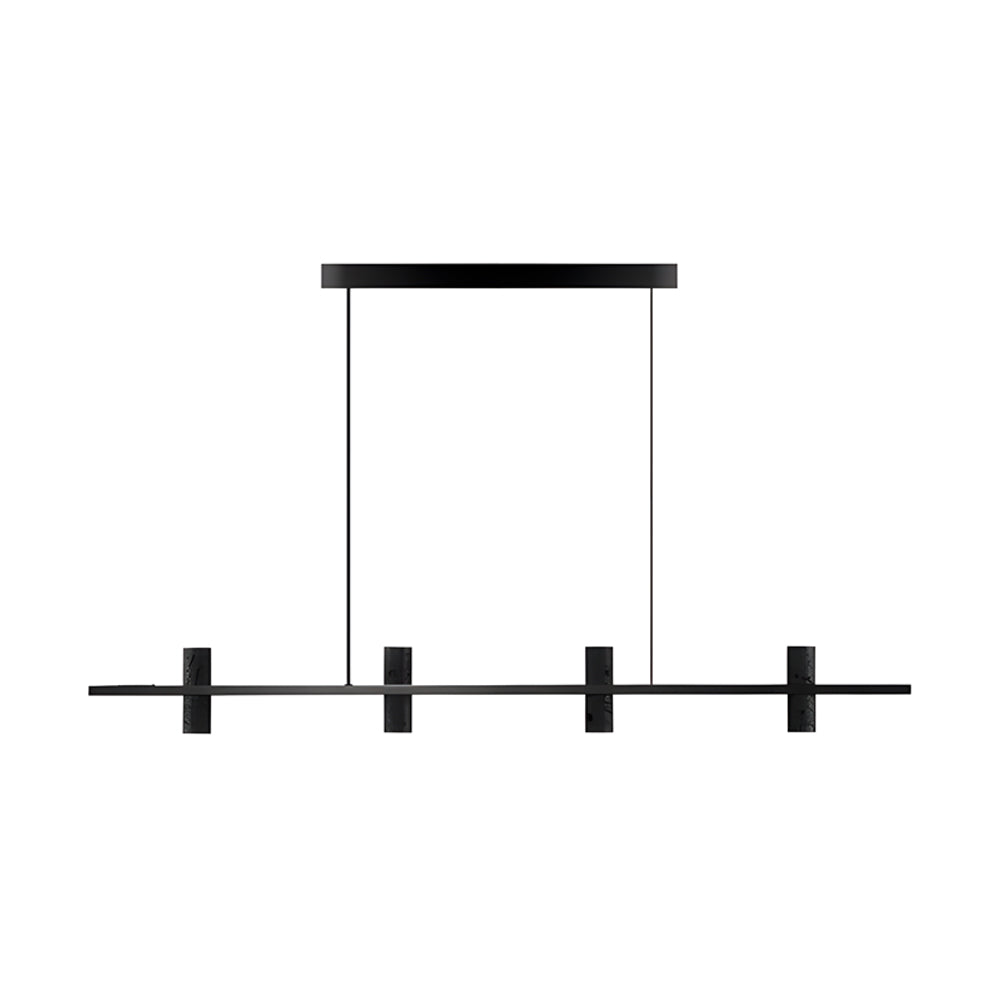 Led Copper Black Stone Linear Island Pendant Light
