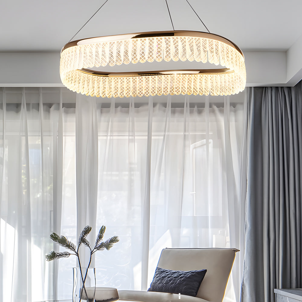 Creative Round Crystal 3 Step Dimming Led Luxury Modern Chandelier