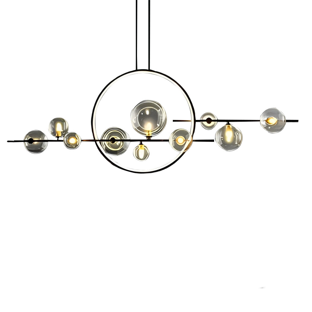 Modern Black Glass Bubble LED Chandelier for Dining Room and Kitchen Island