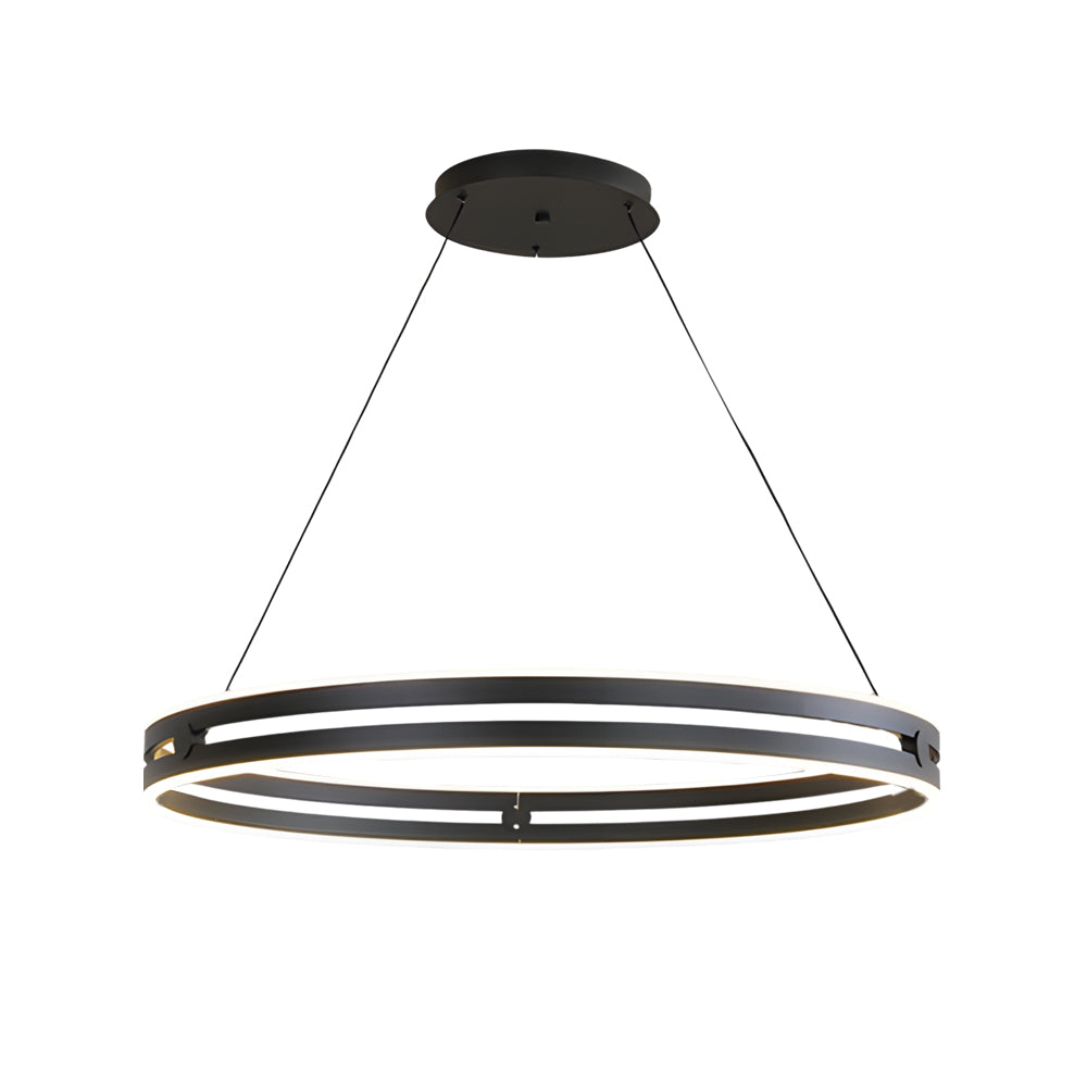 23 In Double Wheel Chandelier Modern Led Pendant Light Black Gold Brown