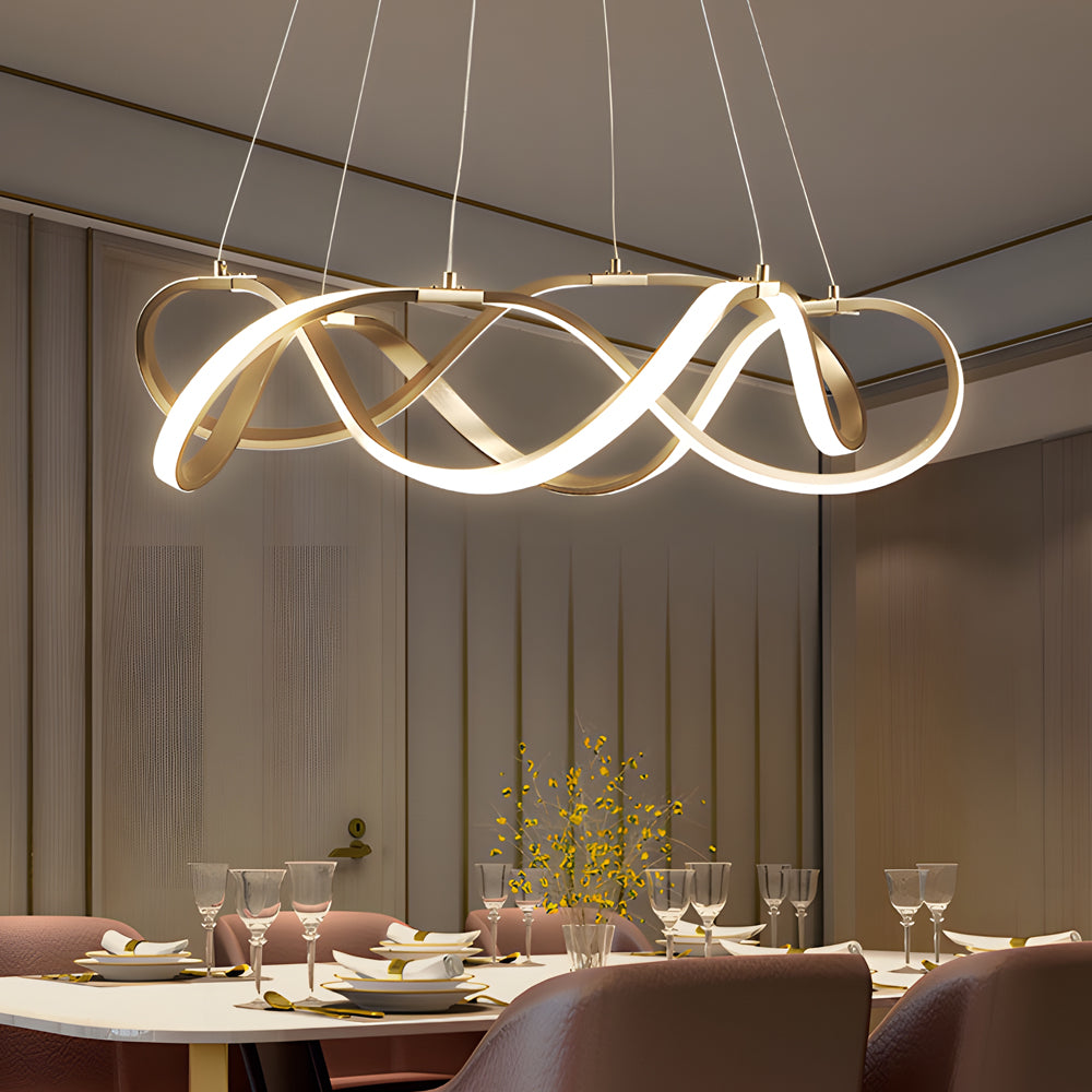 Modern Round Dimmable Led Aluminum Geometric Chandelier Gold