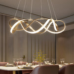 Modern Round Dimmable Led Aluminum Geometric Chandelier Gold