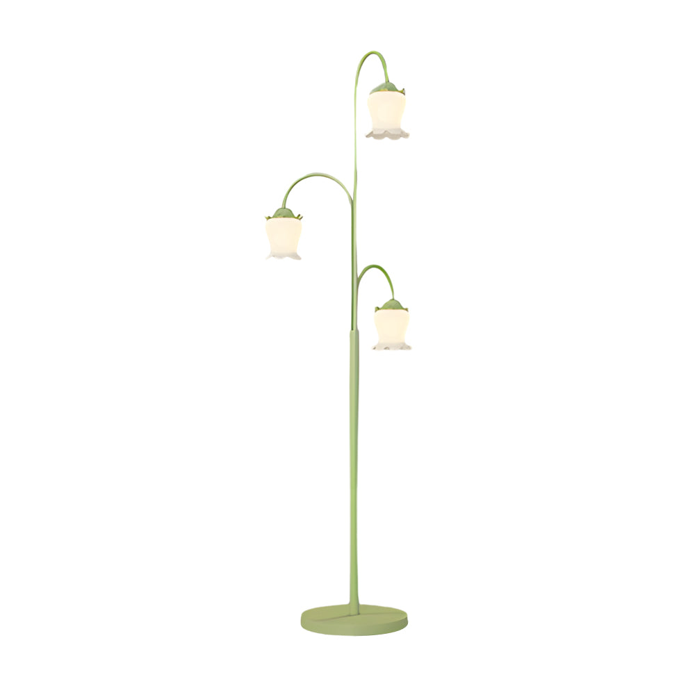 3 Light Green Flower Dimmable Arc Hanging Tuilp Floor Lamp