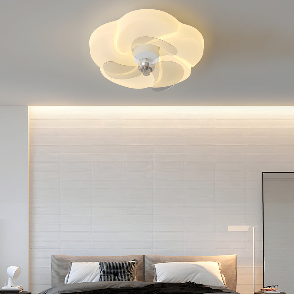 Romantic Flower 3 Step Dimming Led Mute Shaking Head Modern Ceiling Fans