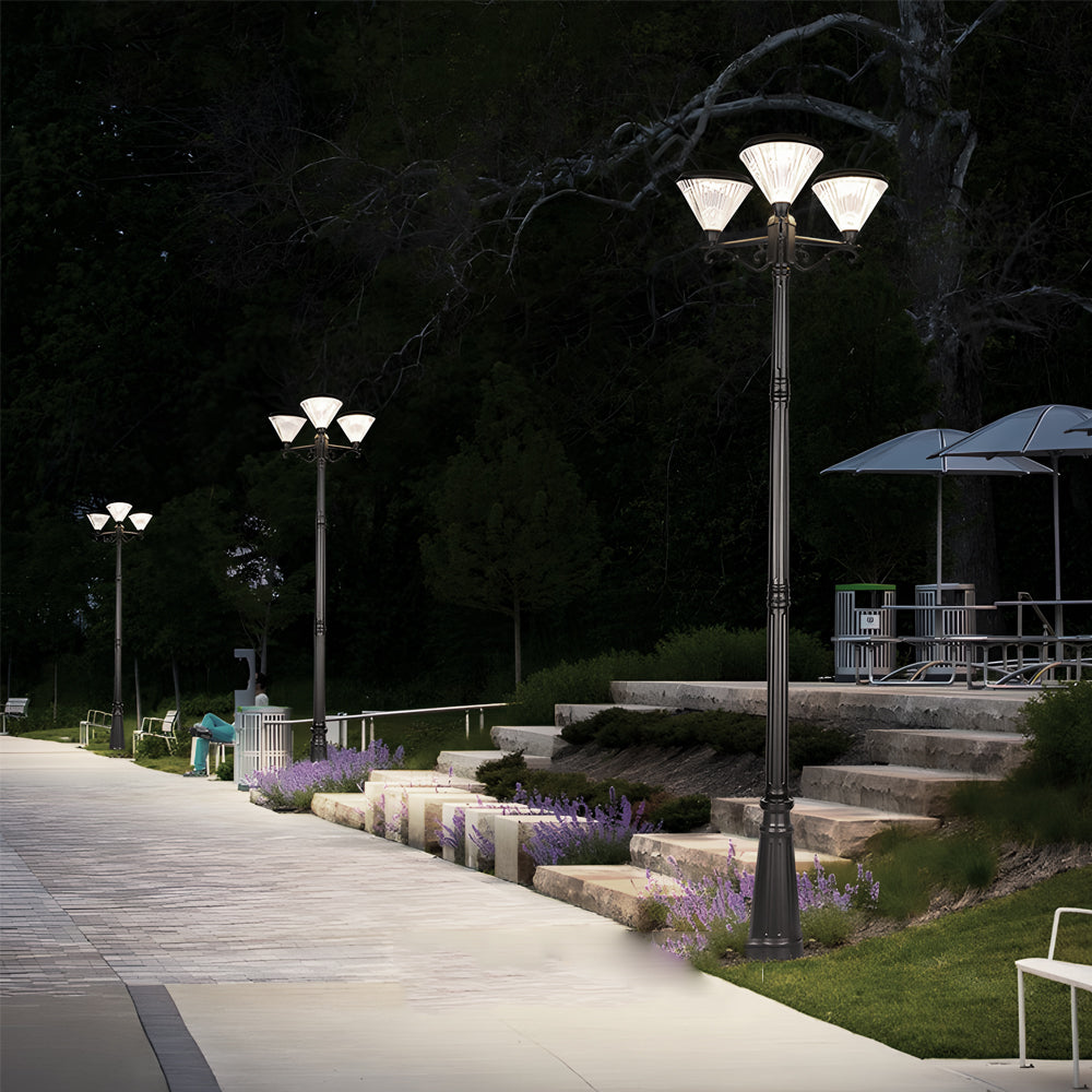 102 Inch Black Outdoor Street Light With 3 Light Post Lamp And Pole