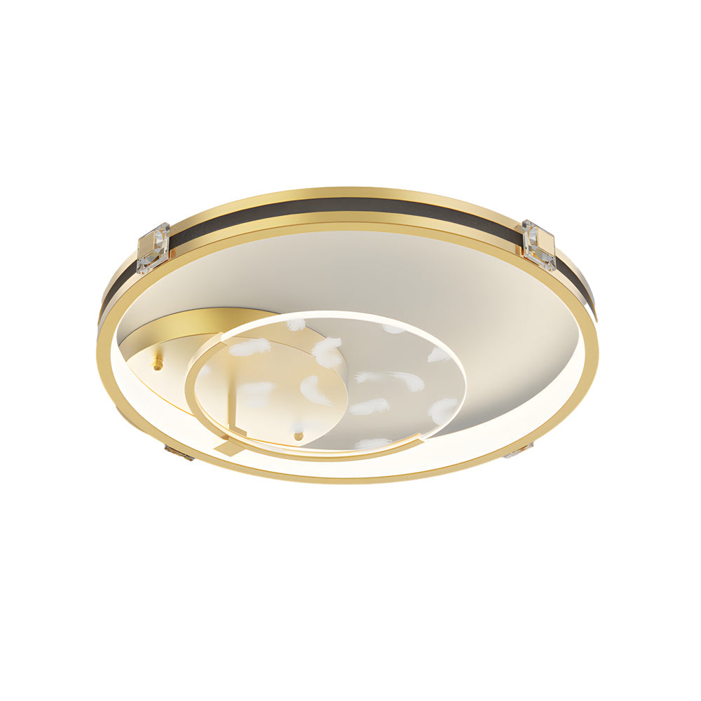 Round Acrylic Feathers Three Step Dimming Led Modern Ceiling Light Fixture