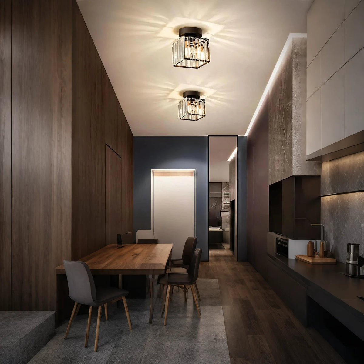 Crystal Glass Nordic Simple New Modern Led Chandelier Lights Living Loft Study Room Aisle Corridor Flats Lamps Indoor Lighting