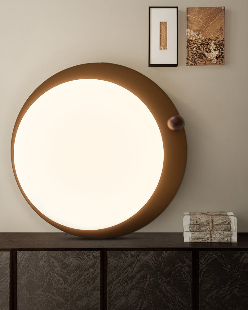 Walnut Wood Accent LED Flush Mount Ceiling Light