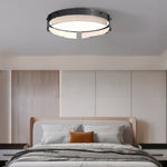 Round Black Hammered Glass Led Flush Mount Ceiling Light