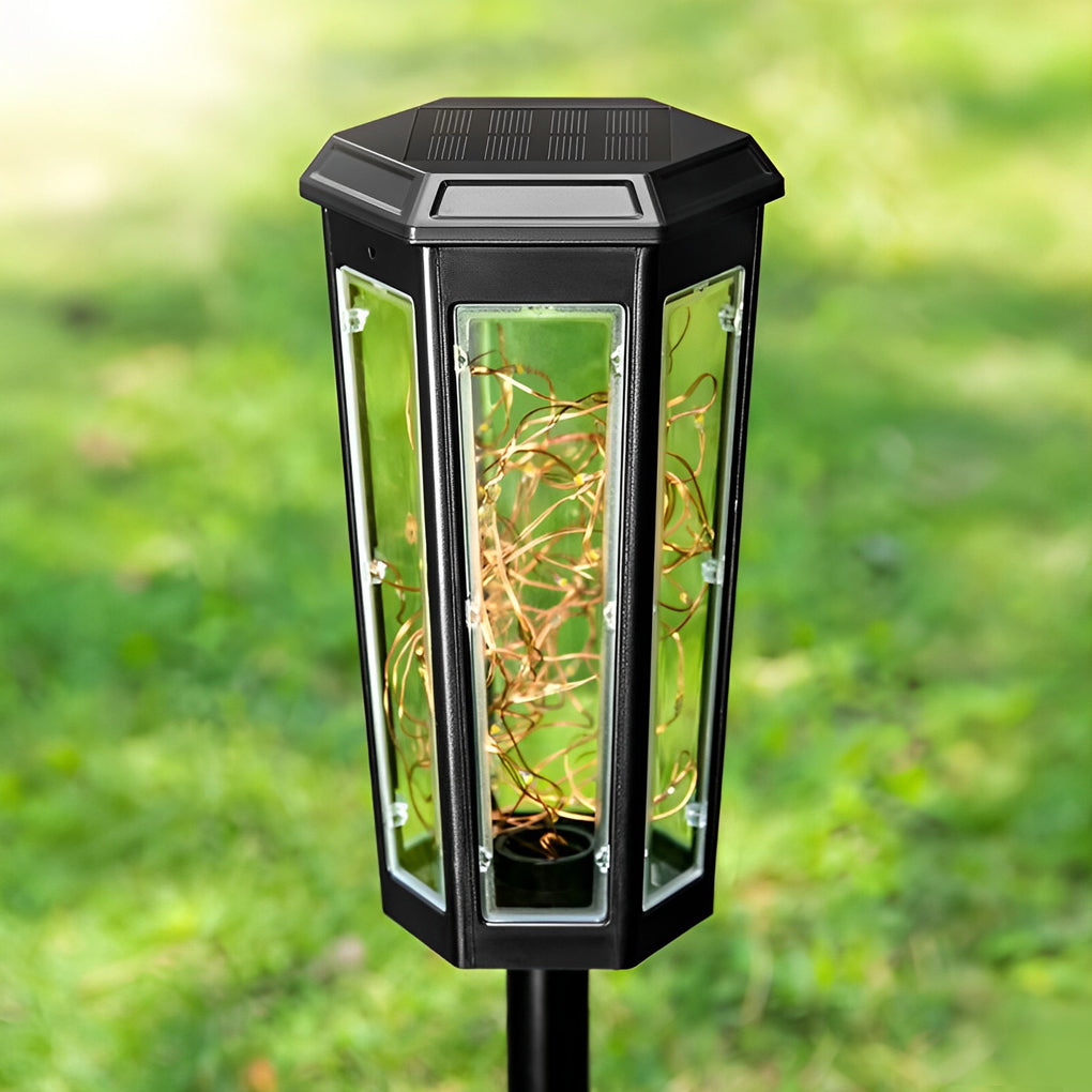 Hexagonal Solar LED Lawn Lights with Motion Sensor, Set of 2