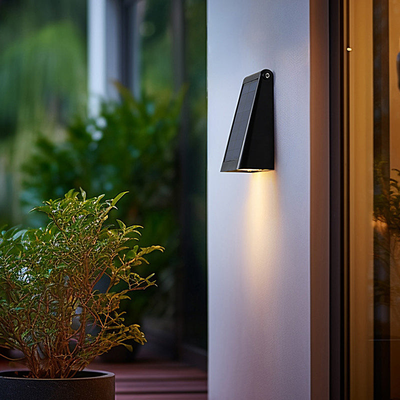 Modern Solar Wall Light with 90° Adjustable LED Head, IP65 Waterproof, Black Finish