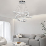 Modern 4-Ring LED Chandelier with Adjustable Hanging