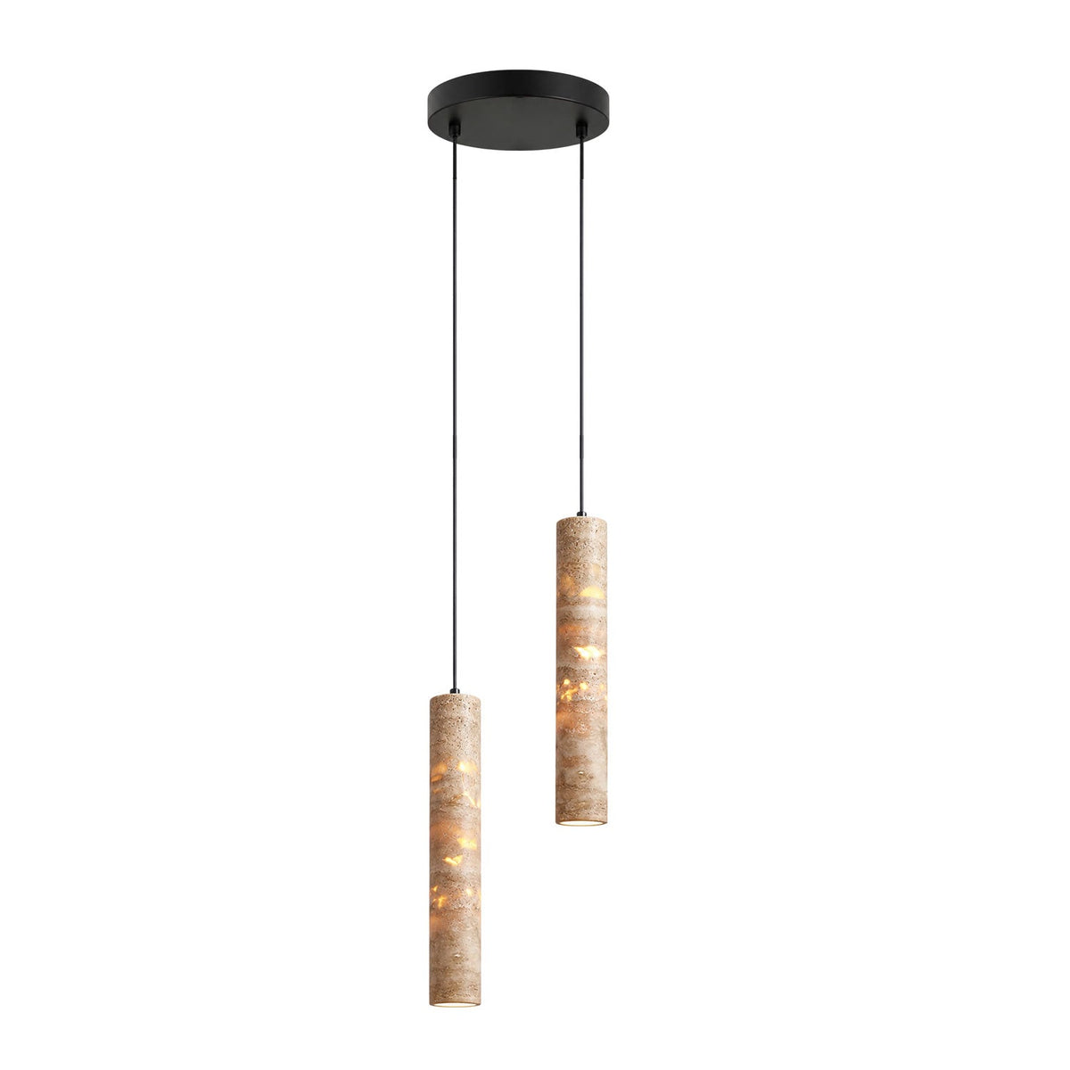Travertine Cylinder Pendant Light in Warm Stone for Modern Interiors