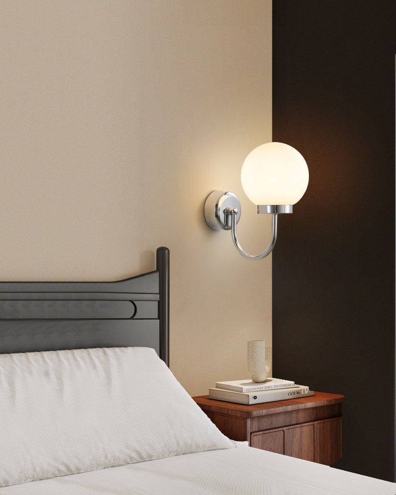Clara Chrome Wall Sconce – Modern Minimalist Globe Light for Bedroom & Hallway